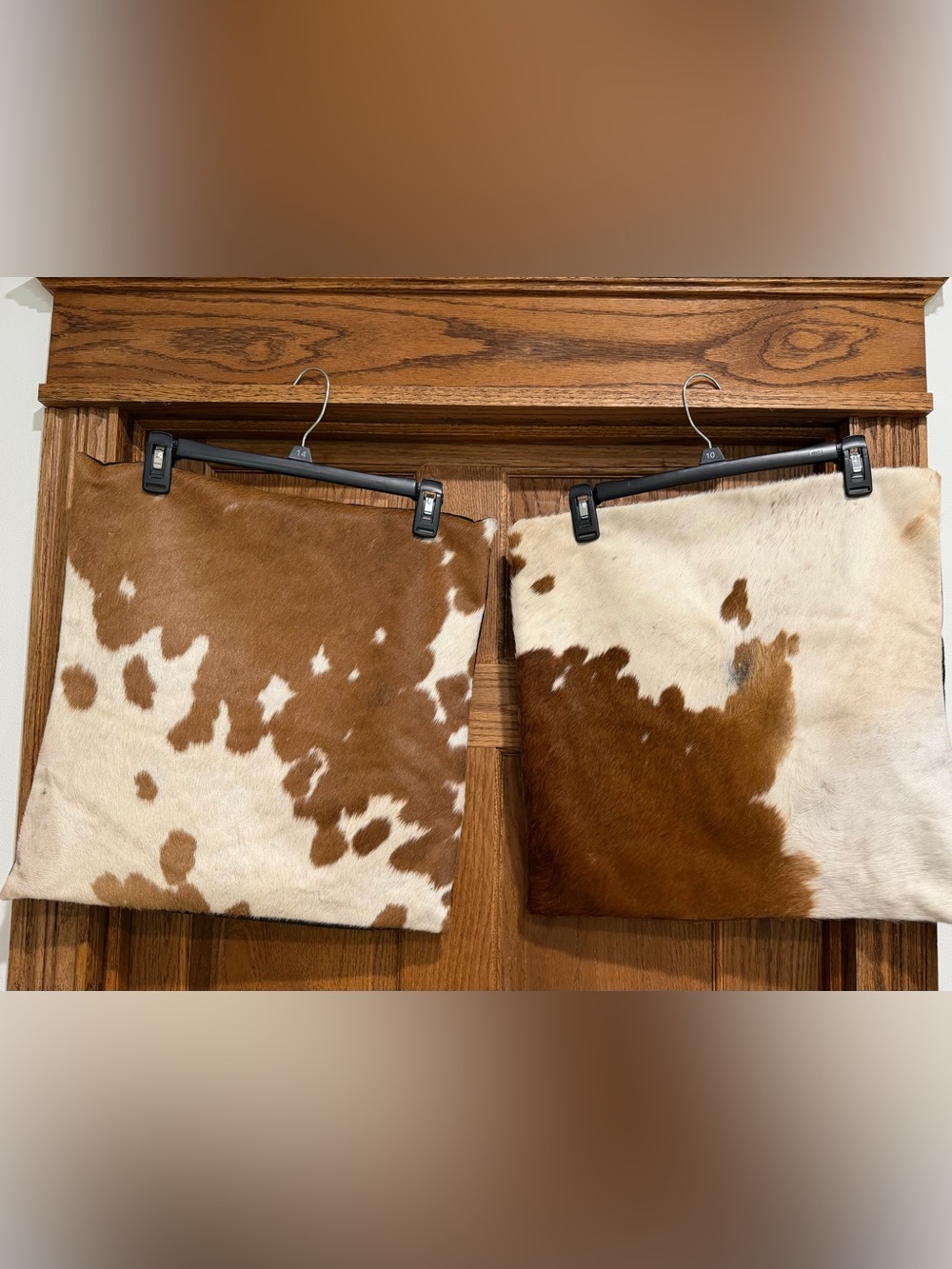 Genuine Cowhide Accent Pillow Covers in Brown&White - Unbranded Sz 17”W  17.5”L